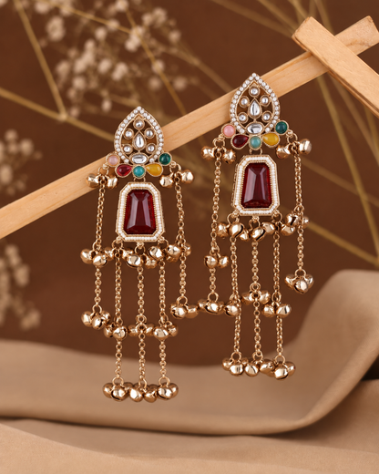 Ruby Multi Ekansh Kashmiri Look Ghunghru Jhumka Earring