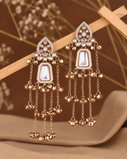 White Ekansh Kashmiri Look Ghunghru Jhumka Earring