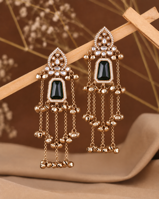 Green Ekansh Kashmiri Look Ghunghru Jhumka Earring