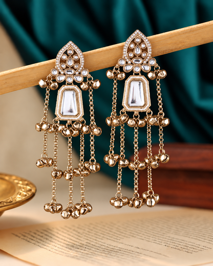 White Ekansh Kashmiri Look Ghunghru Jhumka Earring