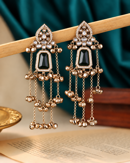 Green Ekansh Kashmiri Look Ghunghru Jhumka Earring
