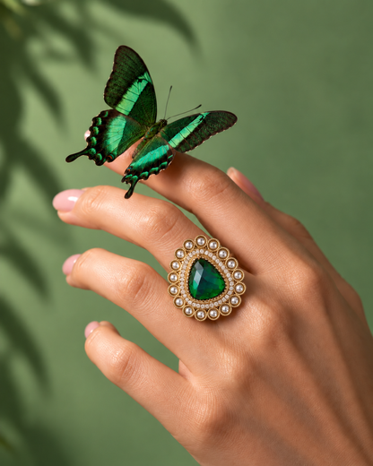 Green Kanishi Ethnic Ring
