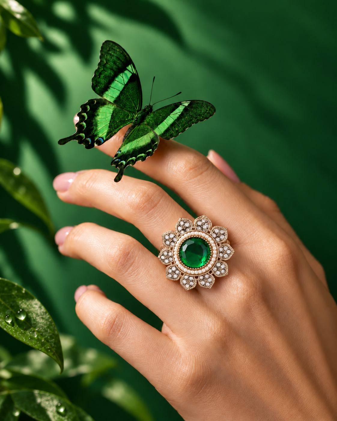 Green Aashrita Ethnic Ring