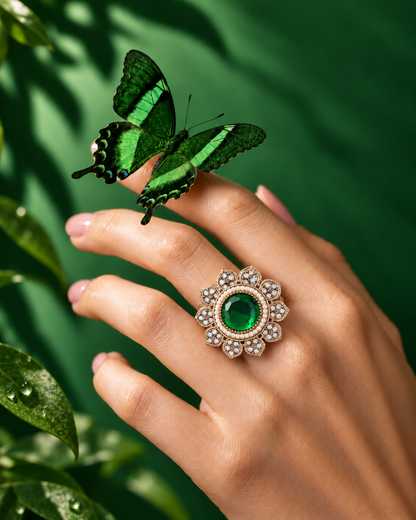Green Aashrita Ethnic Ring