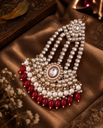 Dark Red Gurkeerat Passa / Side Jhumar