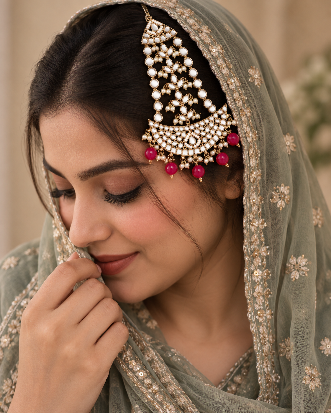 Pink Yasin Passa / Side Jhumar