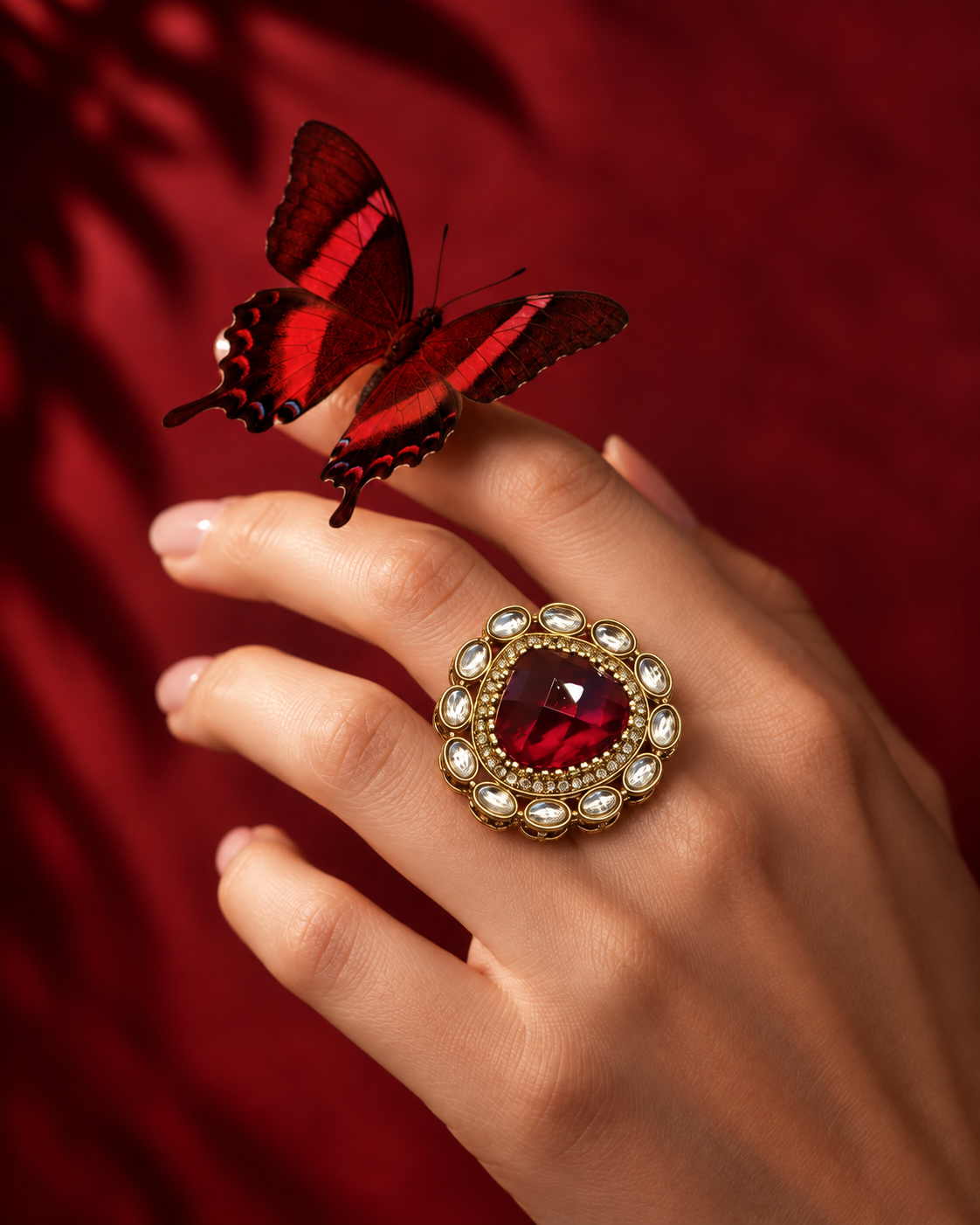 Red Niyara Ethnic Ring