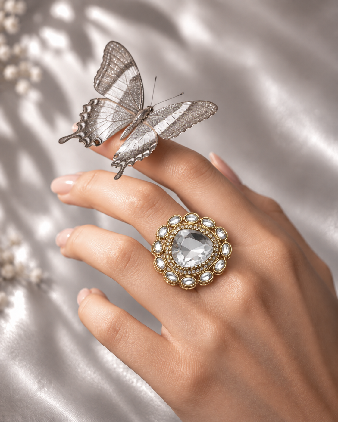 White Niyara Ethnic Ring