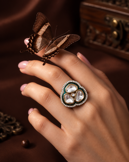 Green Suryansh Meenakari Ring