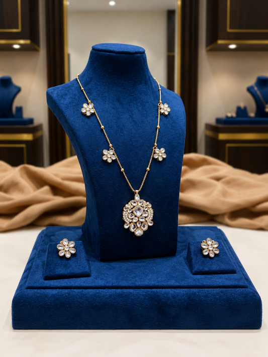 Tara Pendant Style Long Necklace Set with Earring