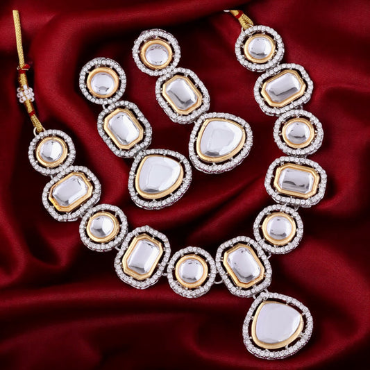 Kinza Polki Dupe Necklace Set with Earring