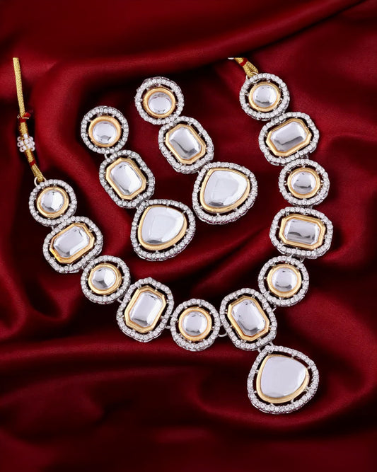 Kinza Polki Dupe Necklace Set with Earring