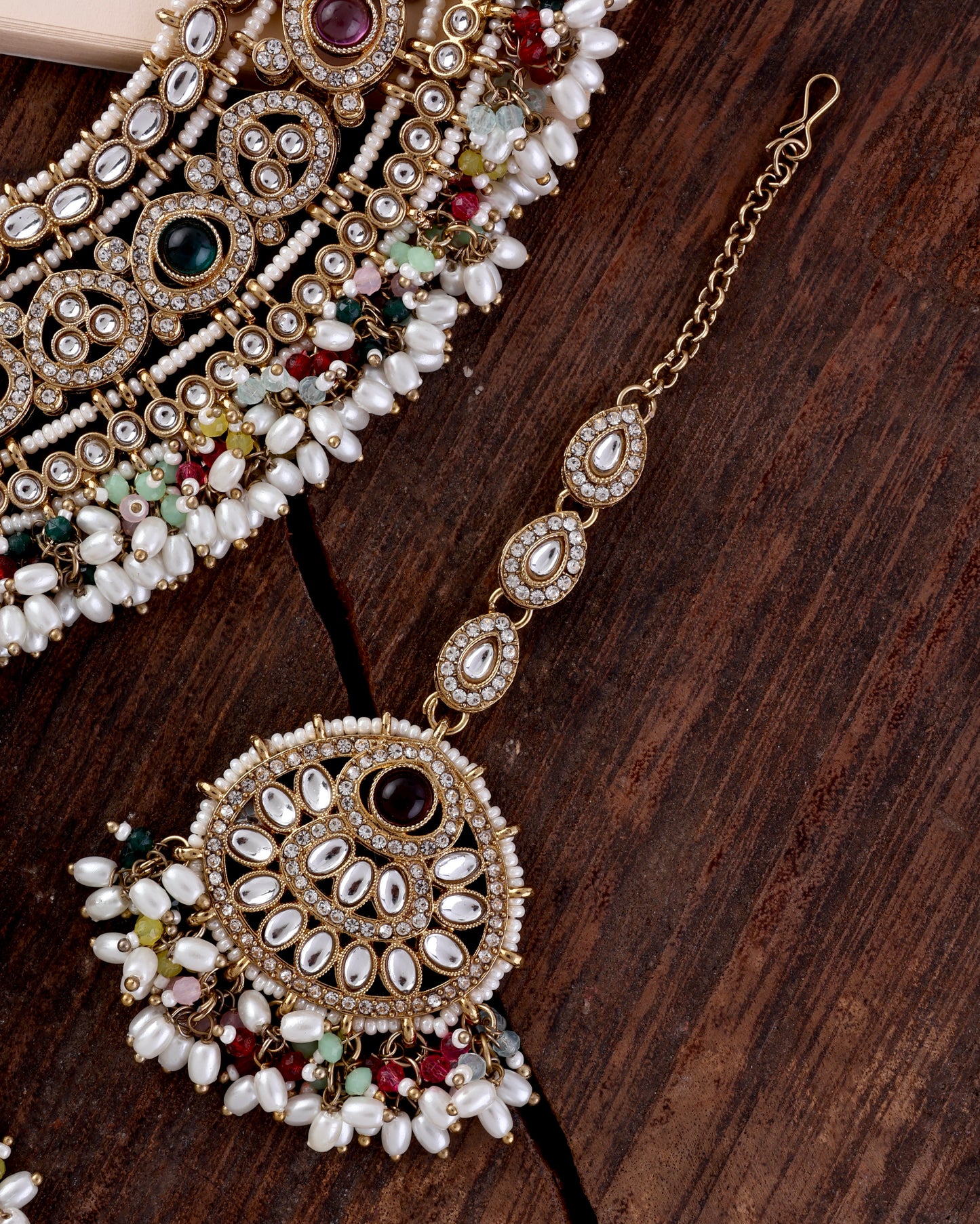 Manveer Punjabi Necklace Set with Earring and Teeka