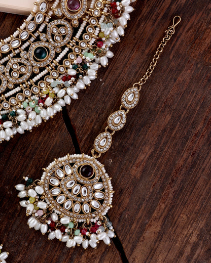Manveer Punjabi Necklace Set with Earring and Teeka