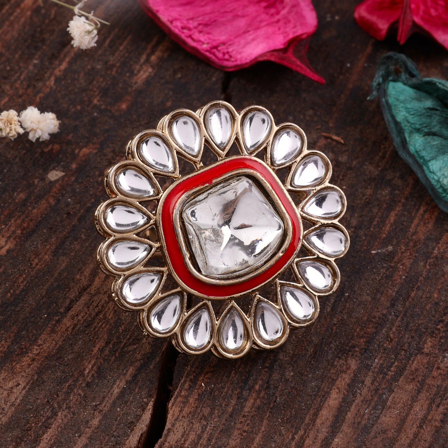 Red Lata Ethnic Ring