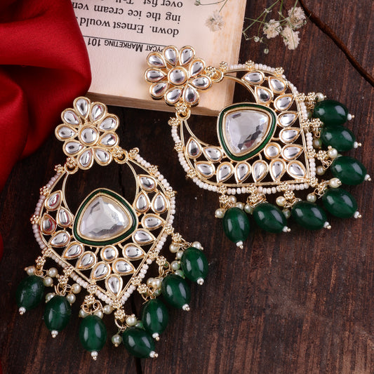 Emerald Amani Chandbali Kundan Earring