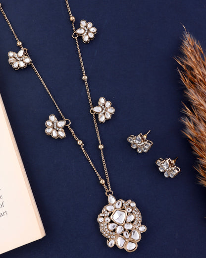 Tara Pendant Style Long Necklace Set with Earring