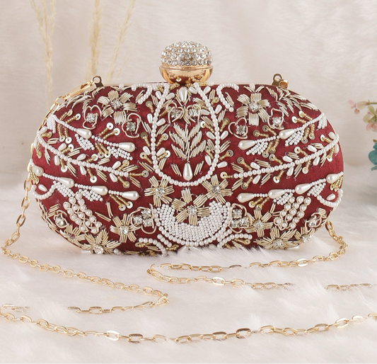 Dark Red Kanika Bridal Ethnic Clutch