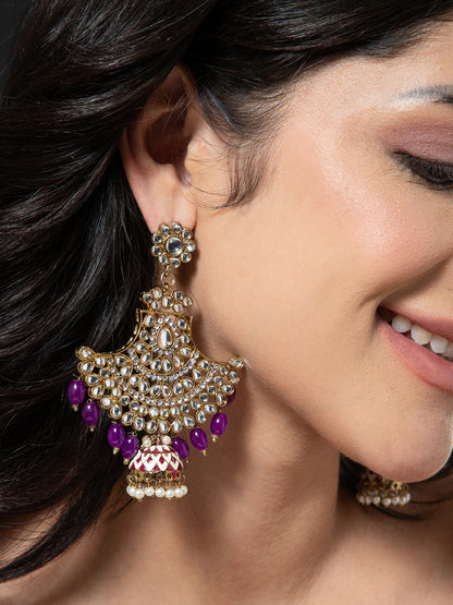 Purple Sabita Designer Meenakari Jhumka Earring