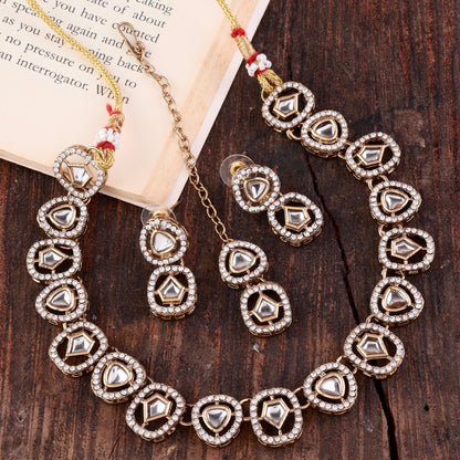 Ramya Polki Dupe Necklace with Earring and Teeka