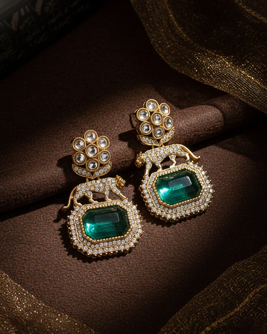 Sage Green Virushka Sabya Zircone Designer Earring