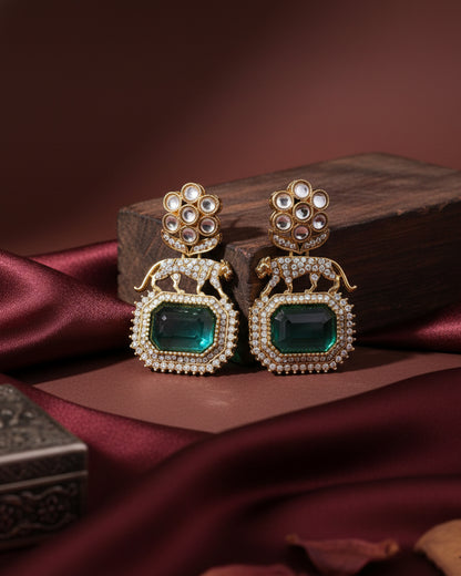 Sage Green Virushka Sabya Zircone Designer Earring