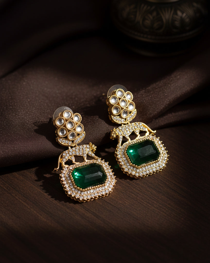 Green Virushka Sabya Zircone Designer Earring