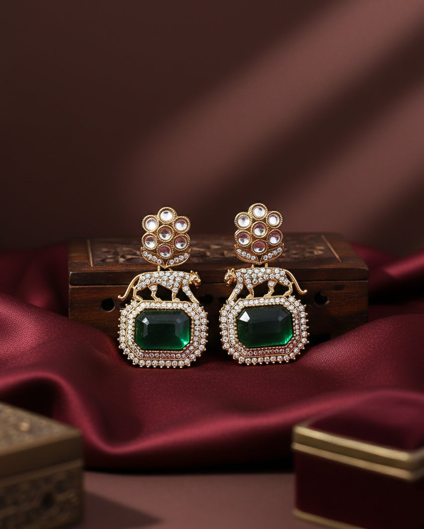 Green Virushka Sabya Zircone Designer Earring