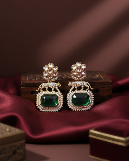 Green Virushka Sabya Zircone Designer Earring