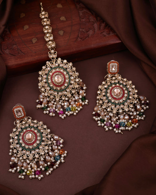 Multi Tavisha Punjabi Pakistani Teeka Chandbali Set