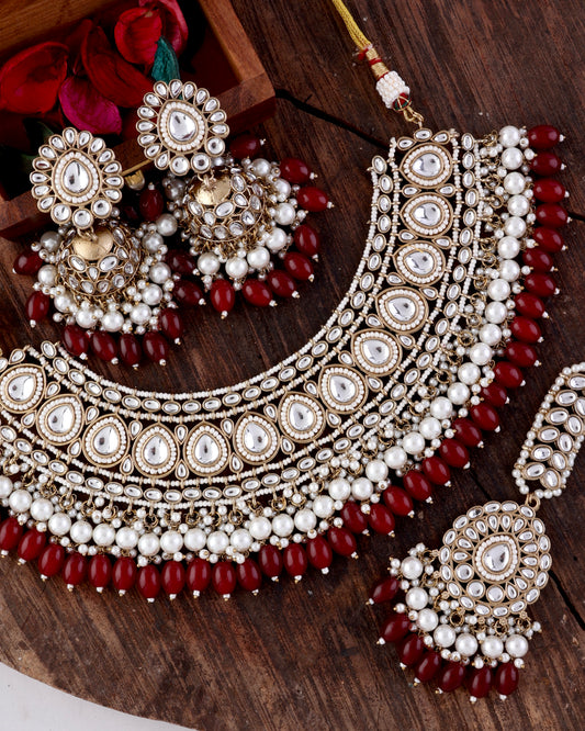 Maroon Red Zaiba Necklace