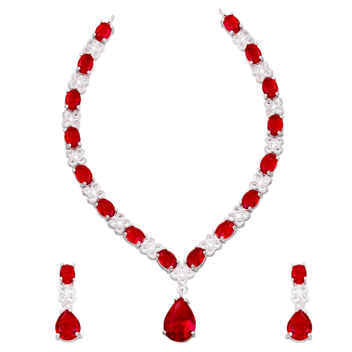 Wine Eliana American Diamond Necklace Set