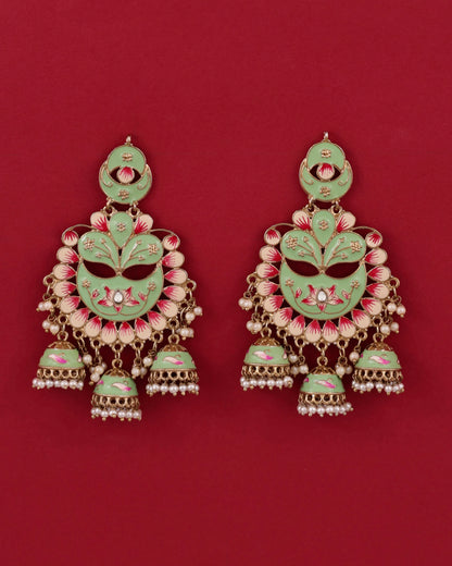Mint Charvi Meenakari Jhumka