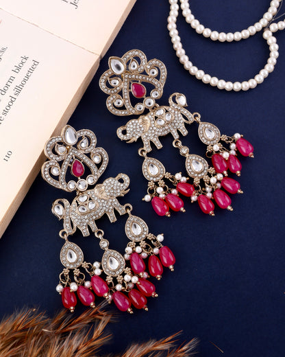 Pink Vighnesh Designer Zircone Earring
