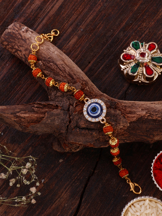 Advit Rudraksh Evil Eye Rakhi Bracelet with Tilak Set and Card