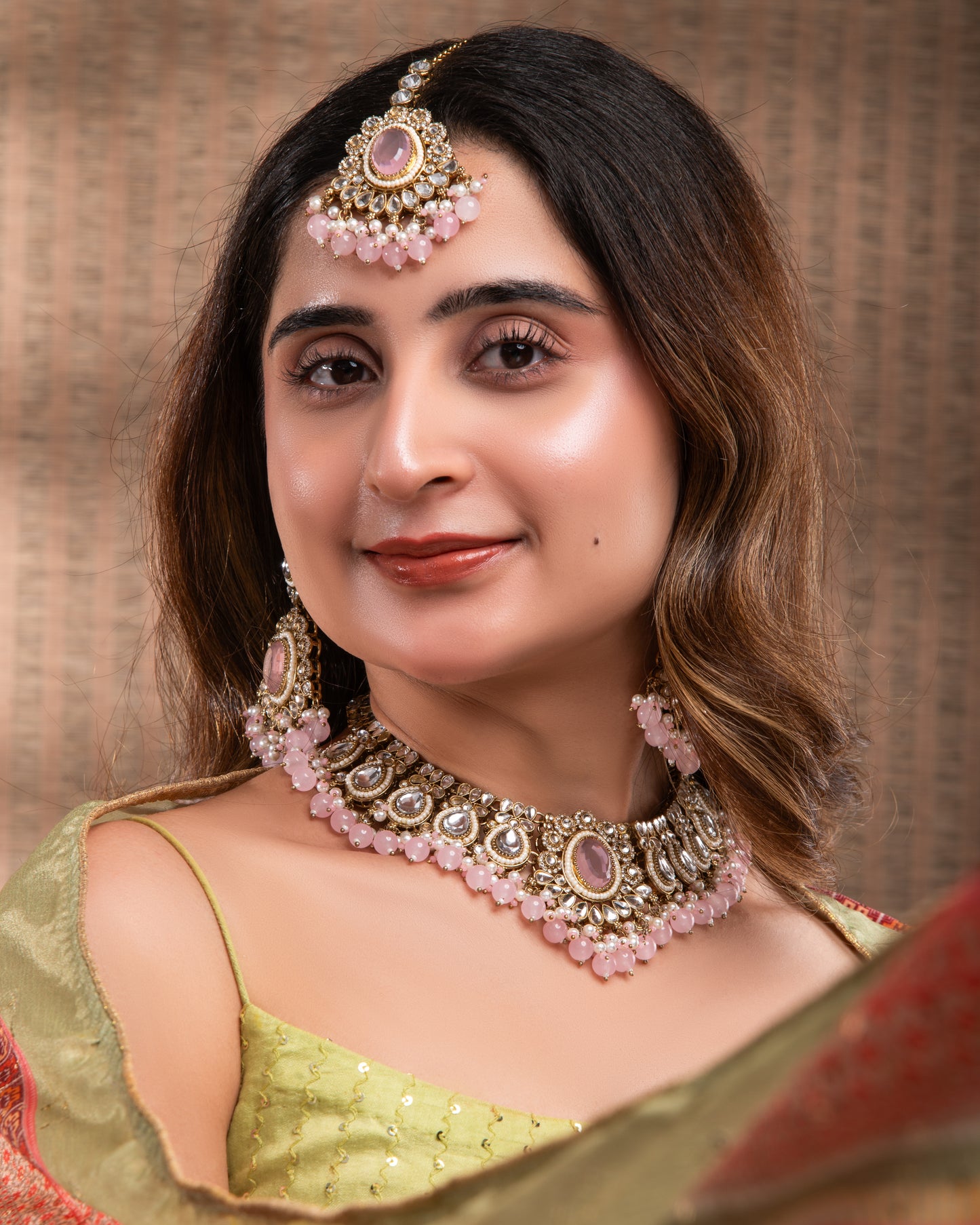 Blush Kavisha Premium Polki Dupe Necklace Set with Earring and Teeka