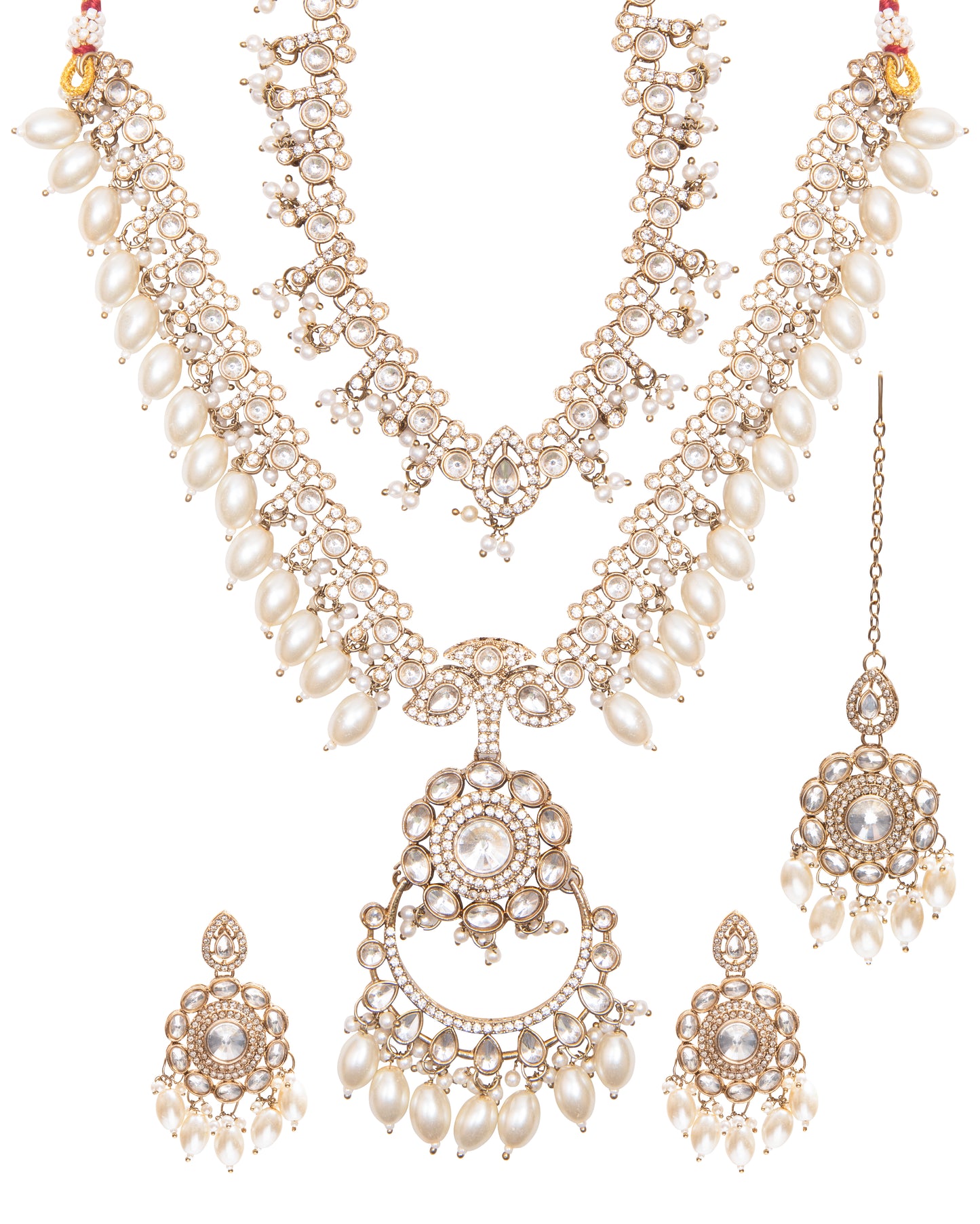 Pearl Aanvir Layer Necklace With Earring & Teeka