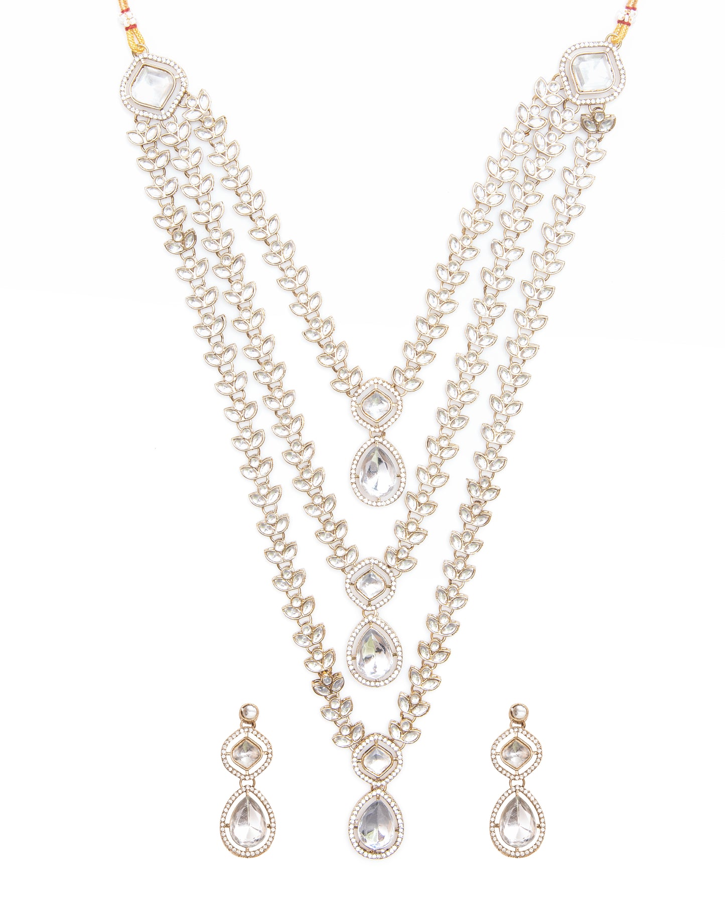 Silver Nairika Layered Kundan Necklace with Earrings