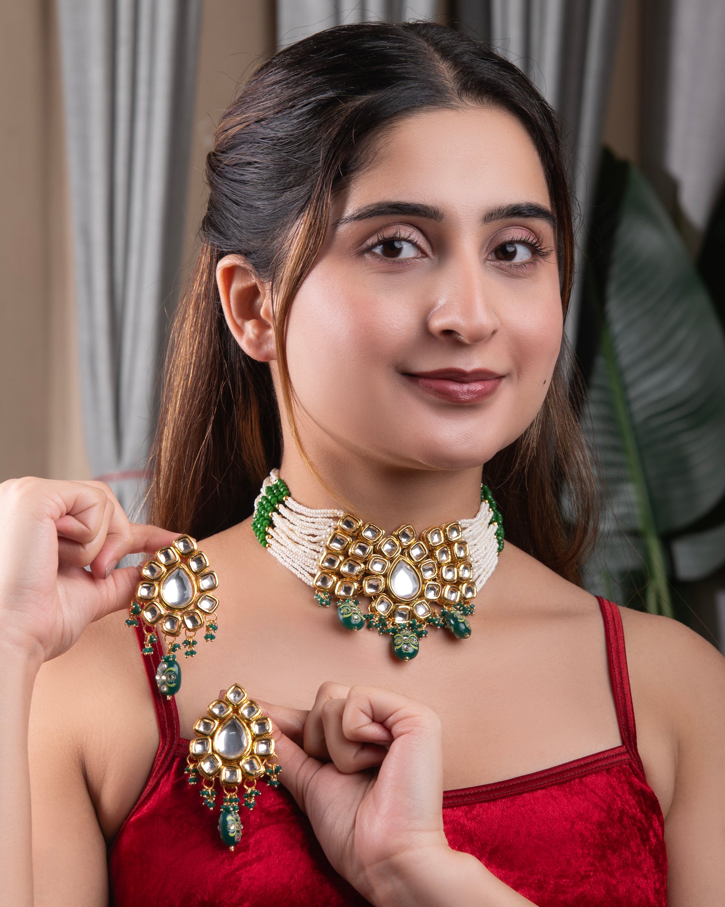 Tasneem Kundan Pearl Choker with Earring