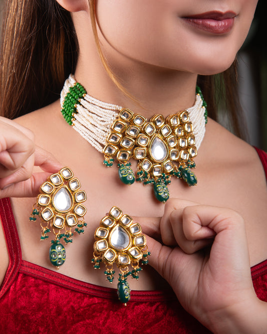Tasneem Kundan Pearl Choker with Earring