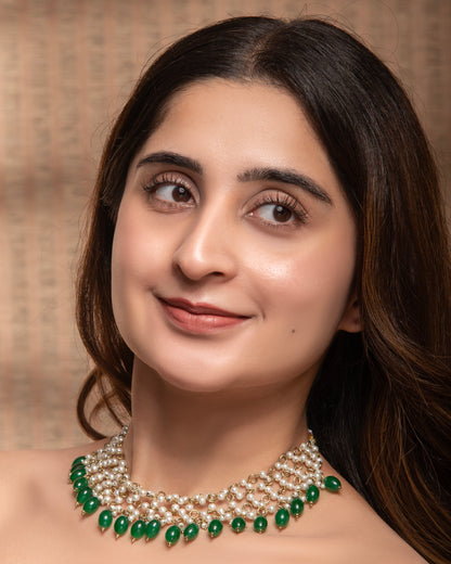 Green Kaveri Designer Indo Western Necklace