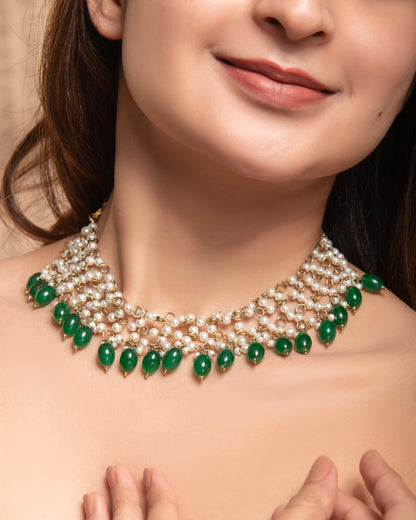 Green Kaveri Designer Indo Western Necklace