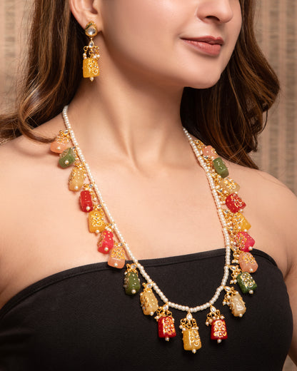 Balraj Jadau Long Set with Handwork Beads