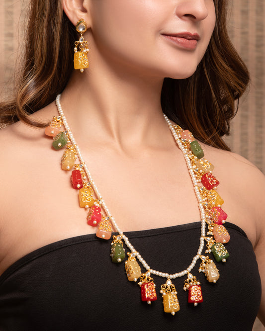 Balraj Jadau Long Set with Handwork Beads