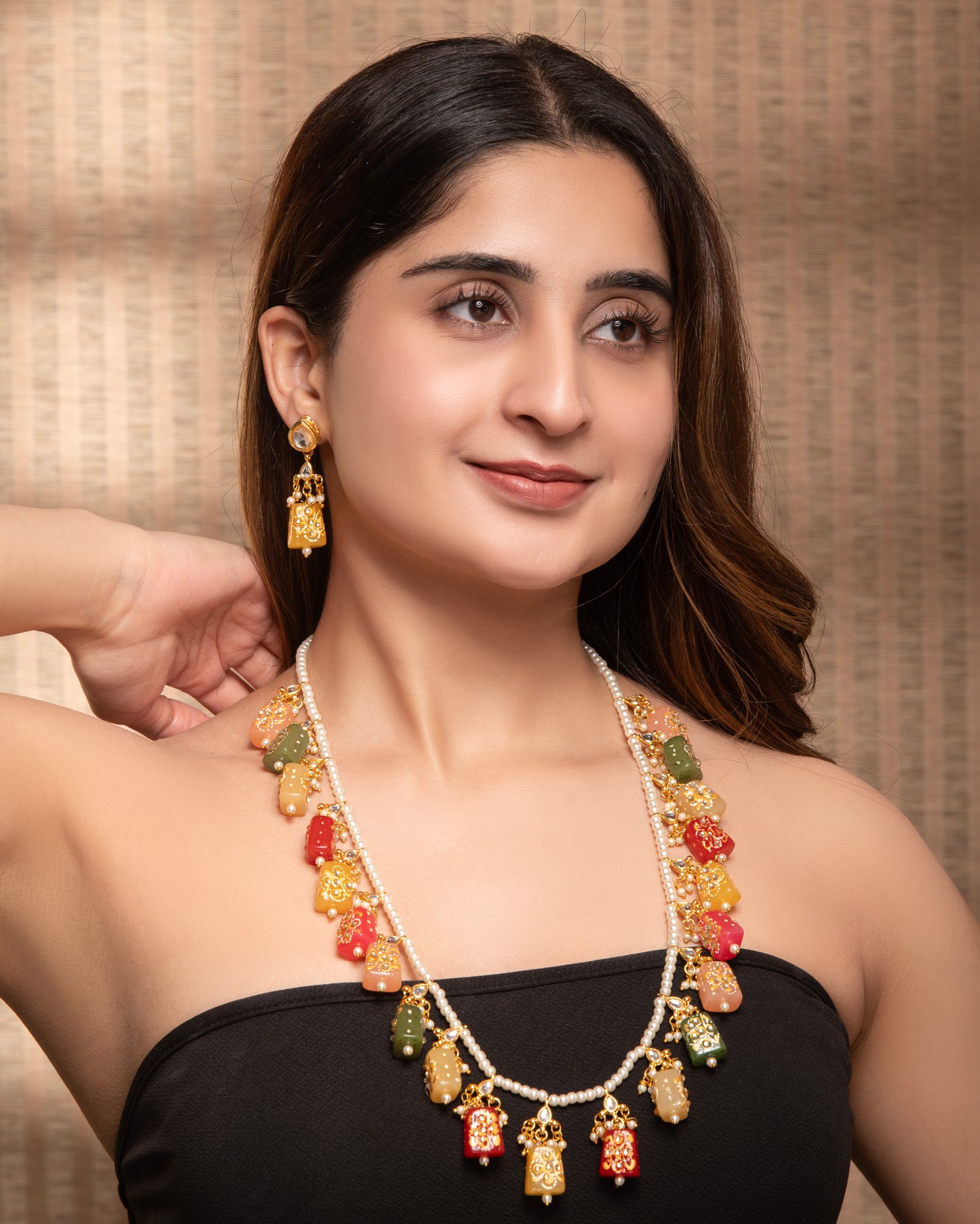 Balraj Jadau Long Set with Handwork Beads