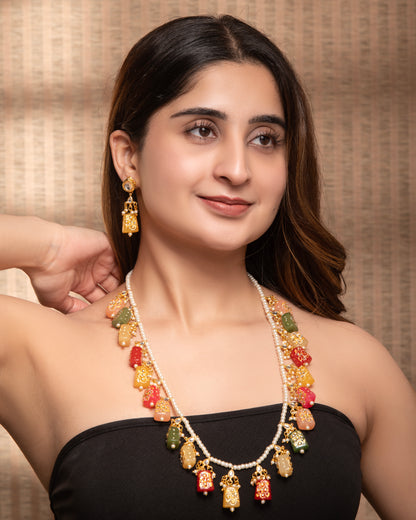 Balraj Jadau Long Set with Handwork Beads