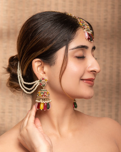 Multi Aarika Punjabi Teeka Earring Set