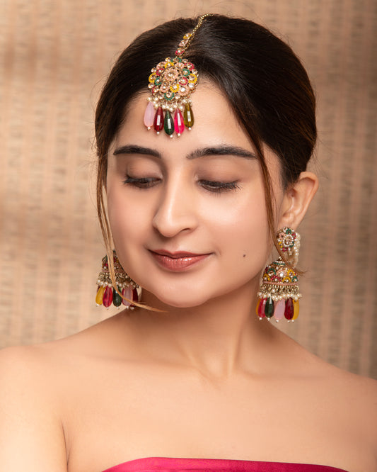 Multi Aarika Punjabi Teeka Earring Set