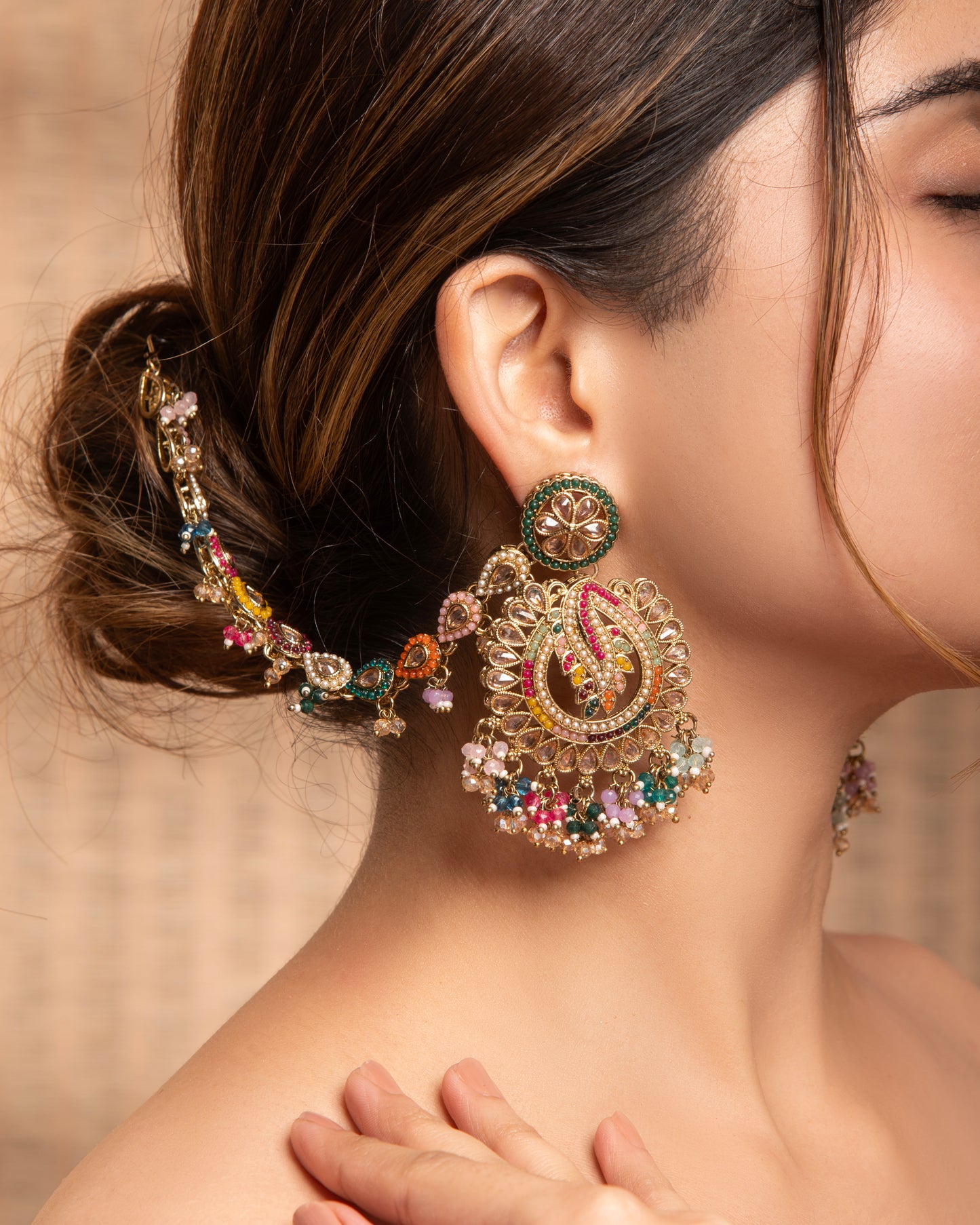 Multi Arajashree Bahubali Chandbali with Sahara