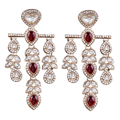 Dark Pink Japneet Premium Designer Zircone Earring